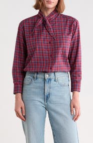 Trove New York Plaid Tie Neck Shirt