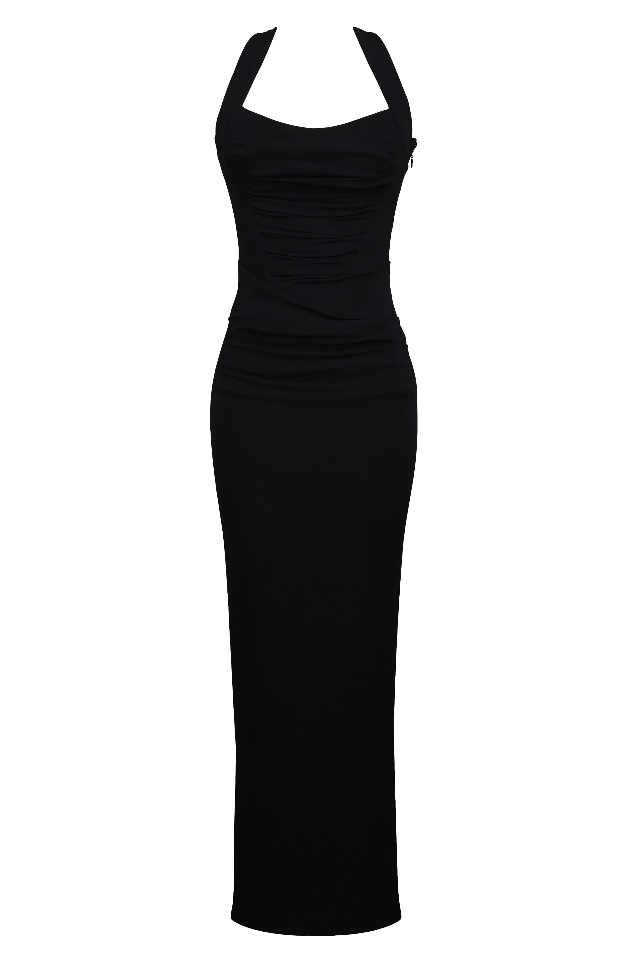 halter wiggle dress CHRISTOPHER JOHN ROGERS Halter Wiggle Dot Sarong Silk Maxi Dress