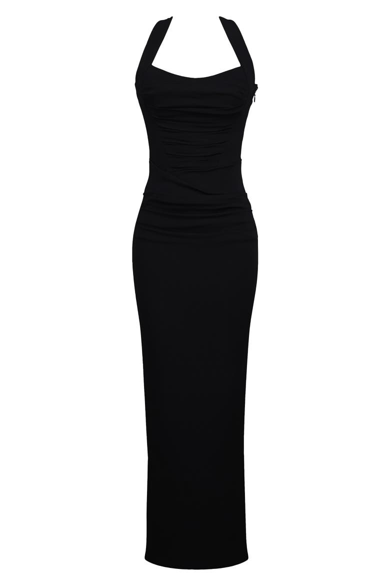 Sahar Halter Maxi Dress, Alternate, color, BLACK