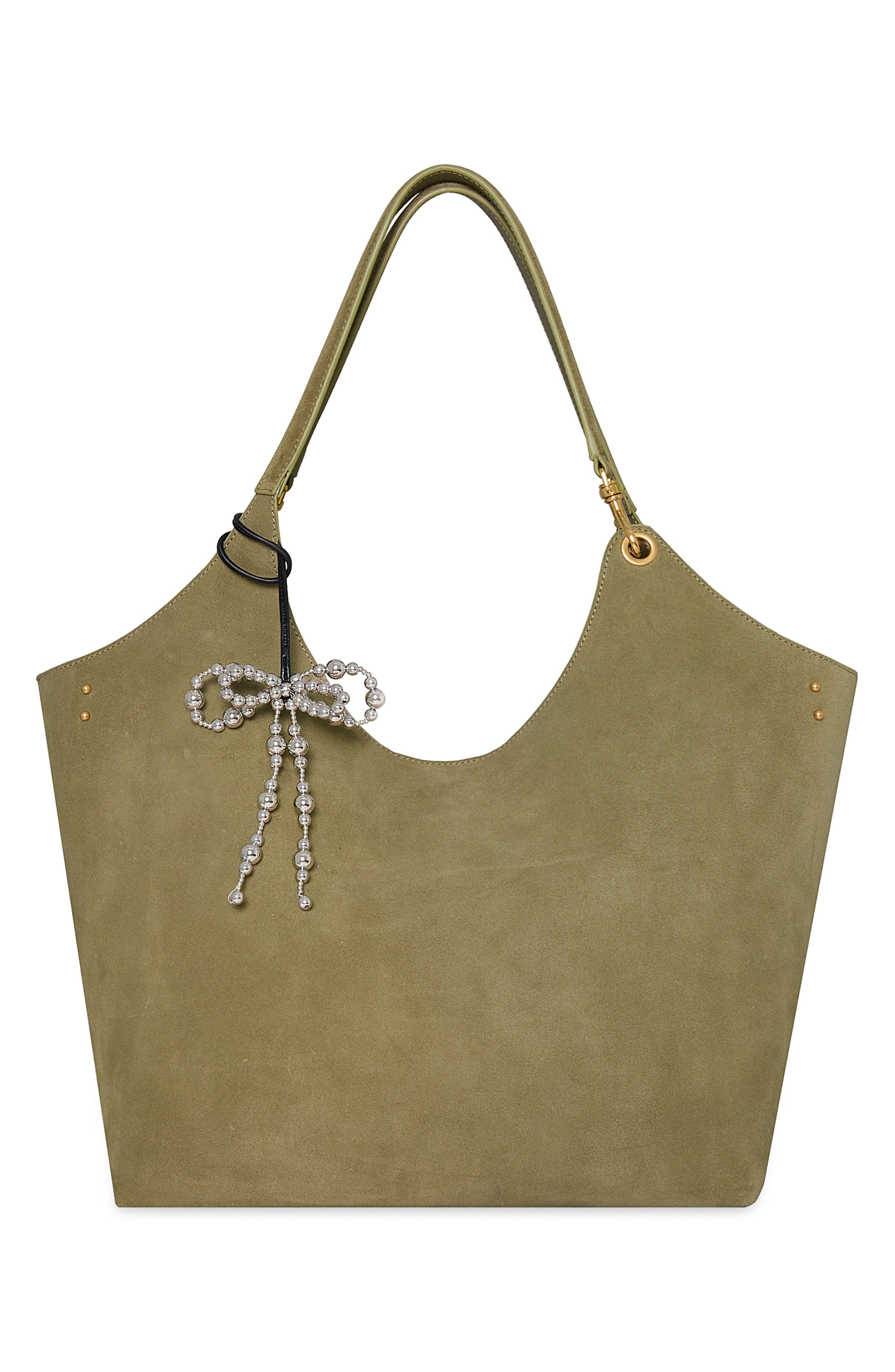 Rebecca Minkoff Double Bow Bag Charm, Alternate, color, Silver