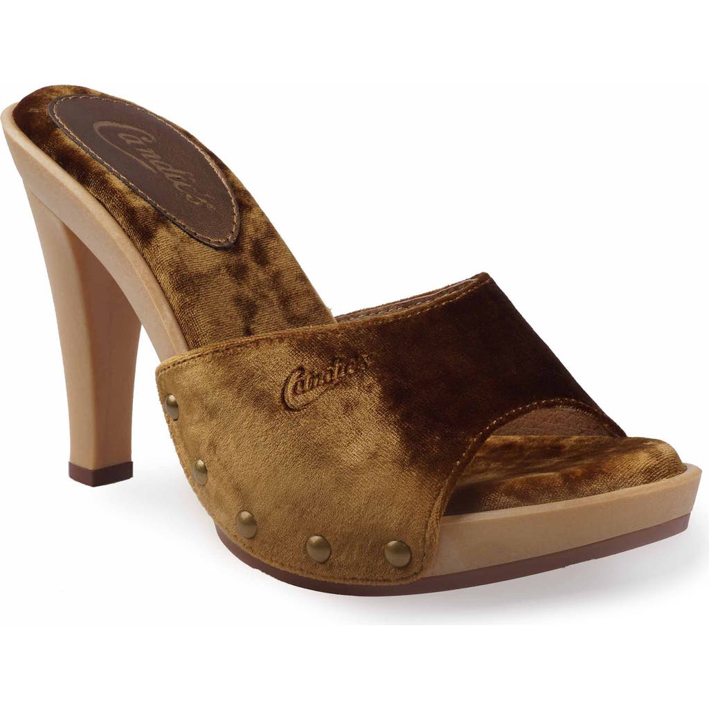 Candie's Antonella Slide Sandal in Bronze Velvet