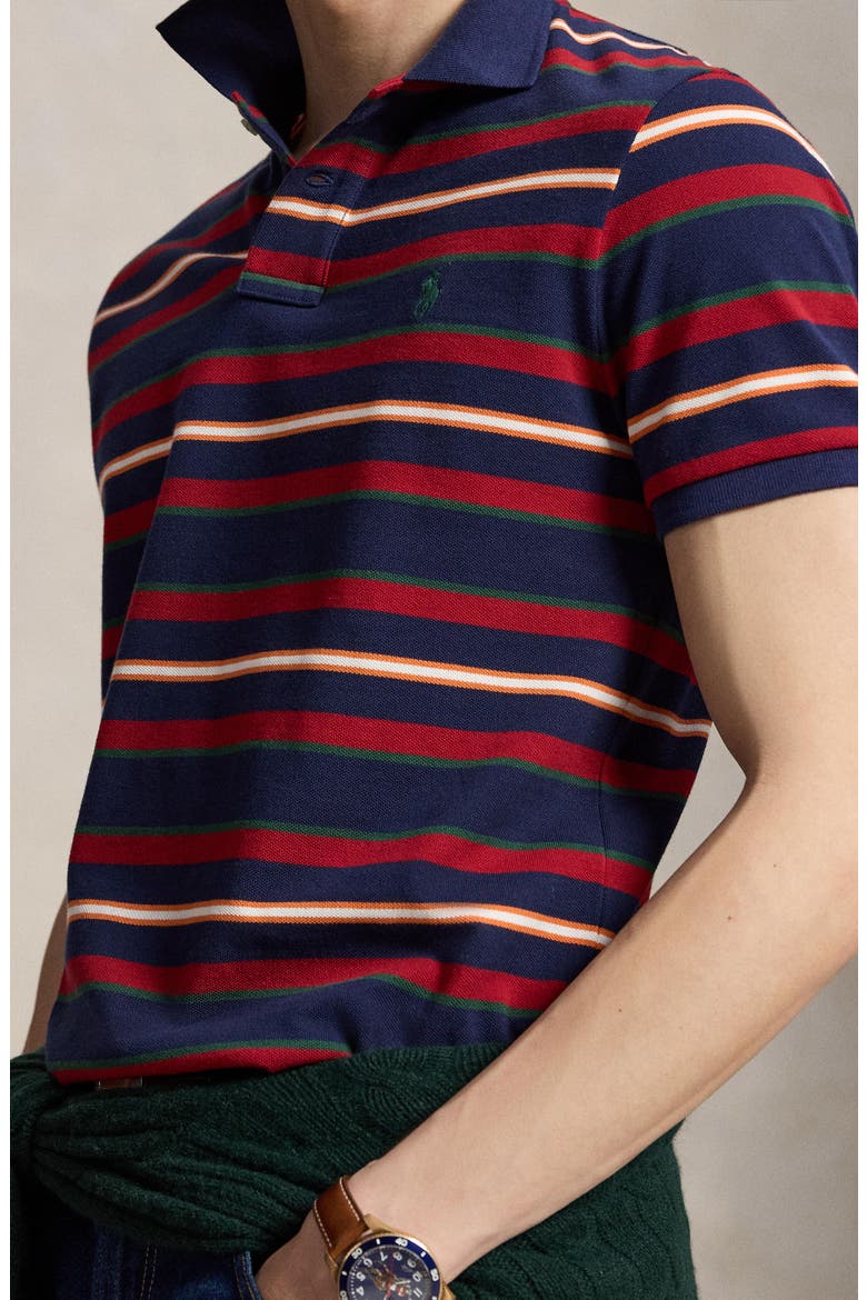 Classic Fit Stripe Cotton Piqué Polo, Alternate, color, NPT NVY ML
