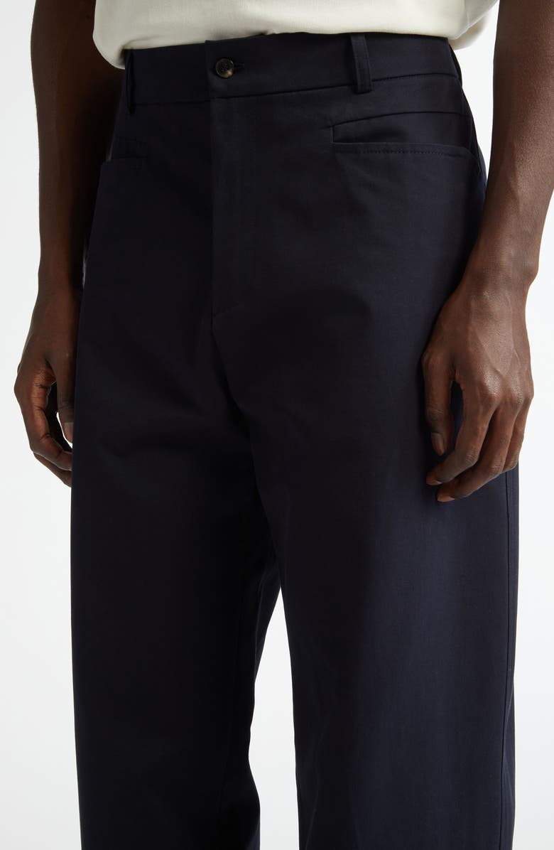 De Bonne Facture Wide Leg Brushed Cotton Work Pants, Alternate, color, Navy