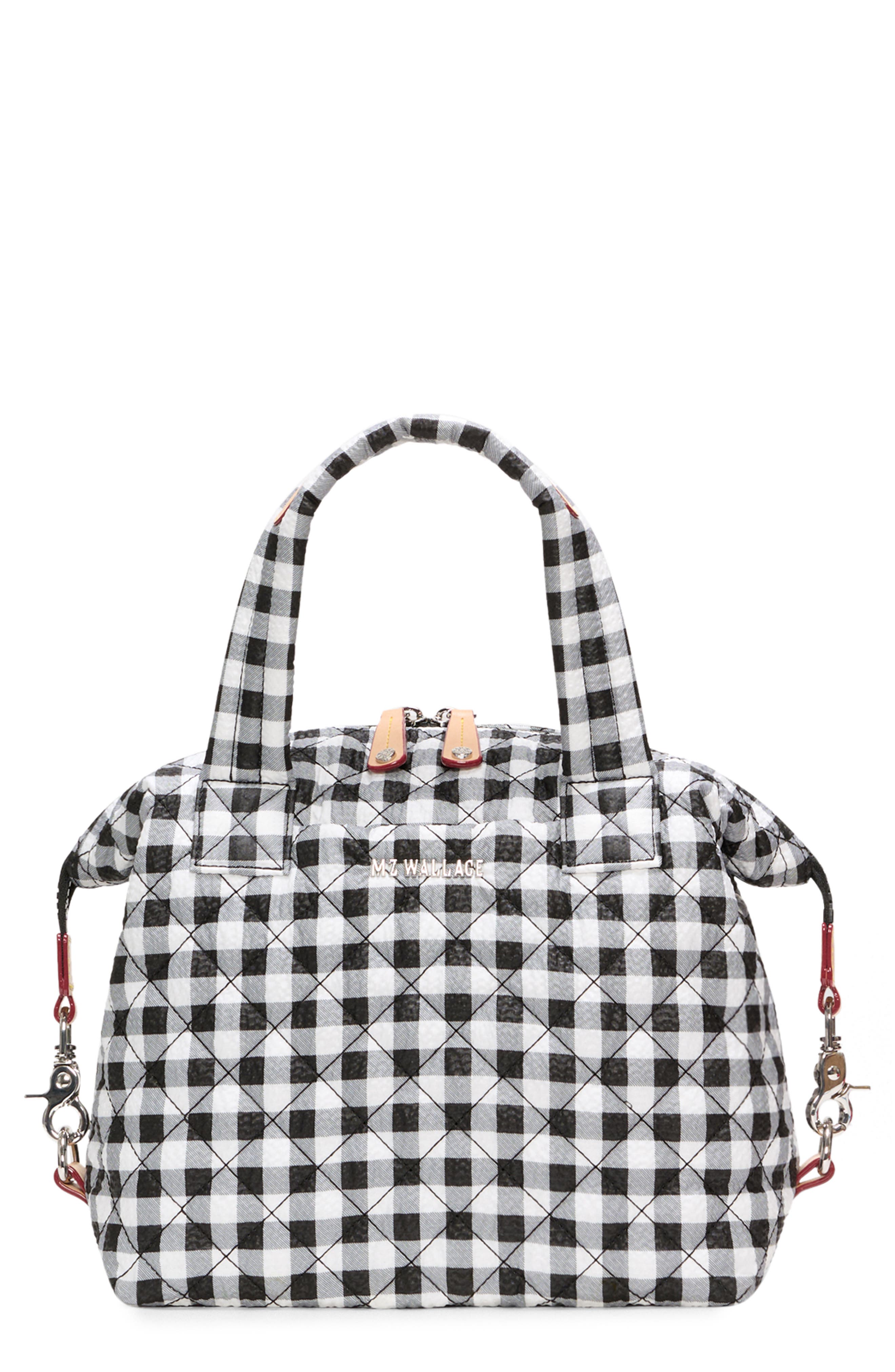MZ Wallace Small Sutton Deluxe Tote, Main, color, Black/ White Gingham