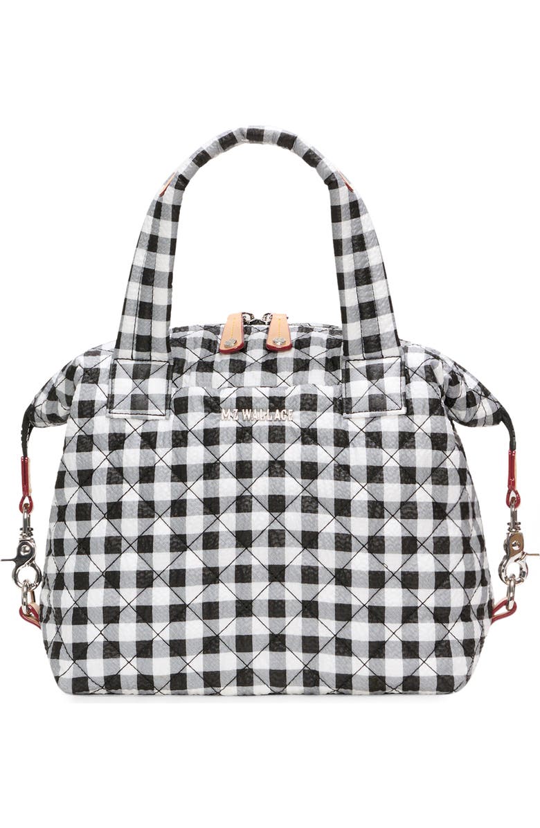 MZ Wallace Small Sutton Deluxe Tote, Main, color, Black/ White Gingham