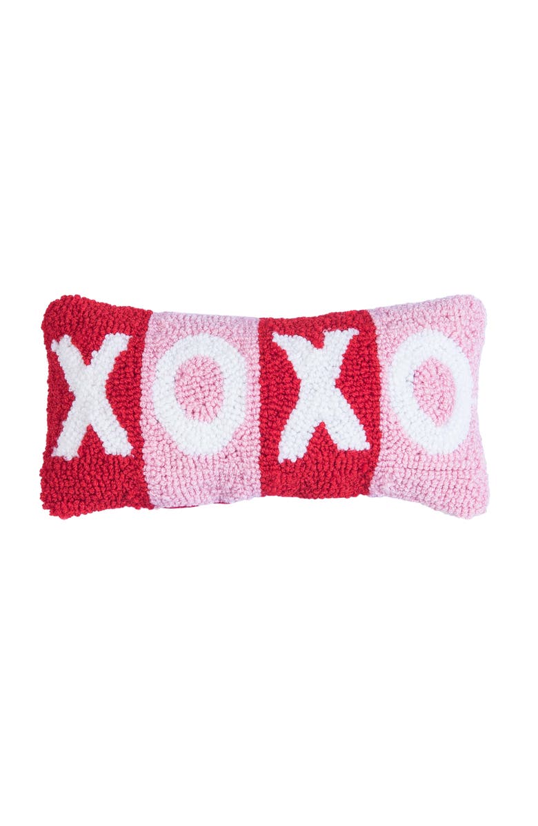 C&F Home Hugs & Kisses Valentine's Day Hooked Mini Accent Pillow 6" x 12", Main, color, Red