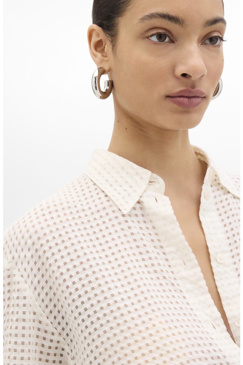 Gingham Blouse, Alternate, color, Off White