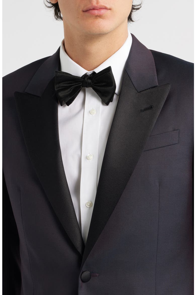 Dark Purple Peak Lapel Virgin Wool Tuxedo, Alternate, color, SOLID DARK PURPLE