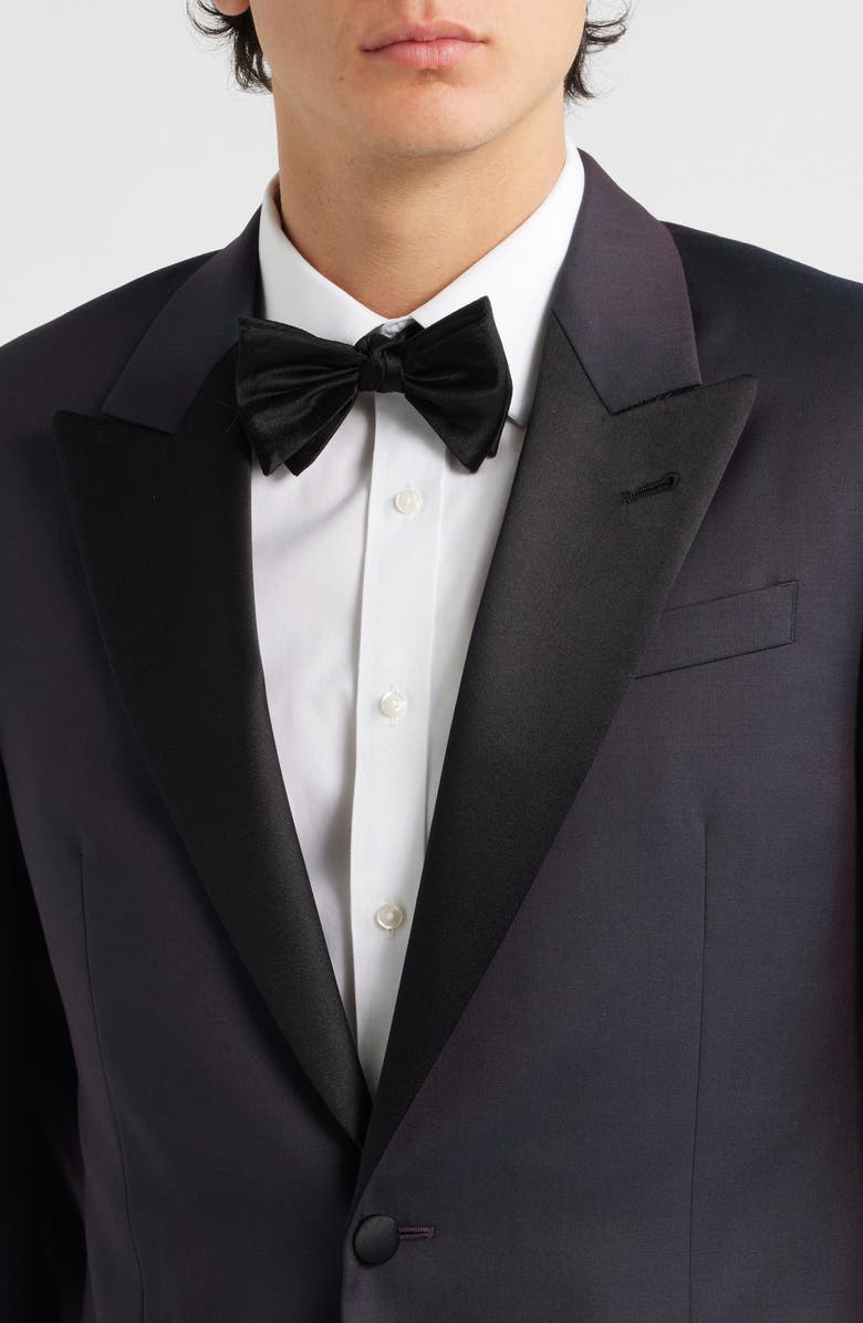 Emporio Armani Dark Purple Peak Lapel Virgin Wool Tuxedo, Alternate, color, Solid Dark Purple