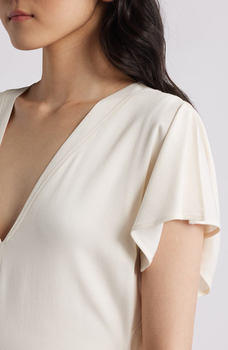 BOSS Dieshana Flutter Sleeve Midi Dress, Alternate, color, Soft Cream