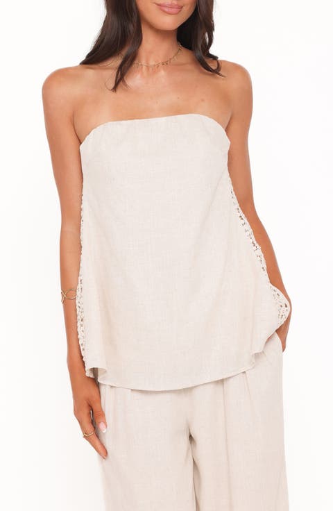 Rosemarie Strapless Longline Linen Blend Top