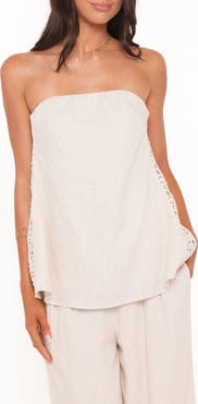 Petal & Pup Rosemarie Strapless Longline Linen Blend Top