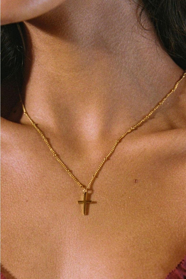 Cross Necklace, Alternate, color, Gold