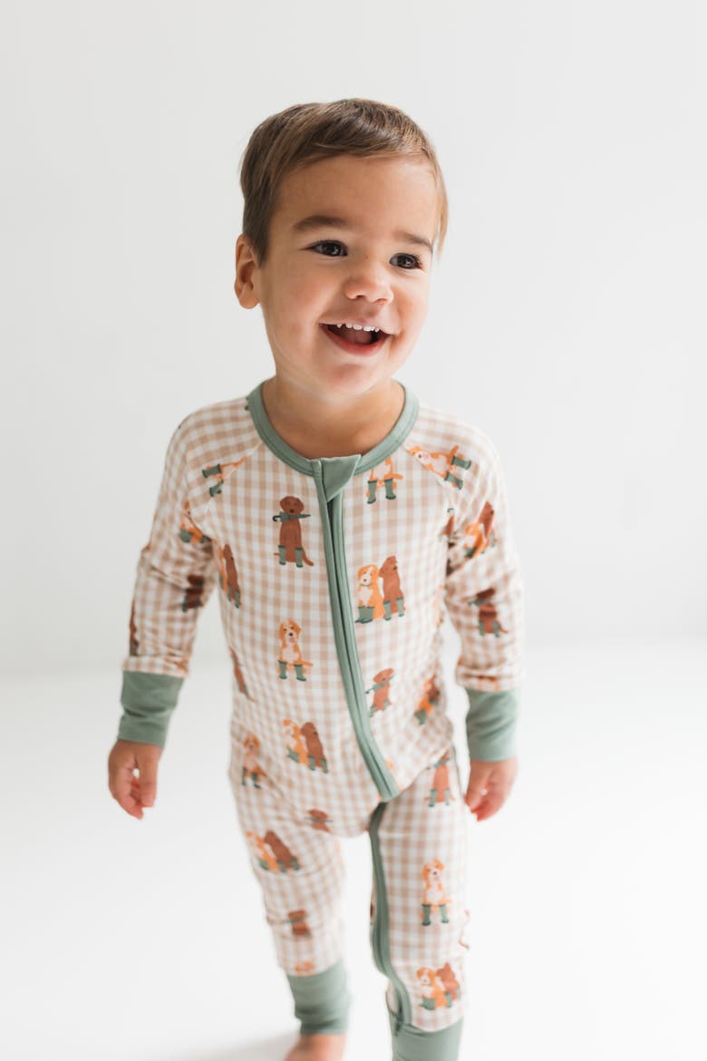 Pup Friends Zipper Romper, Alternate, color, Green Pup Friends