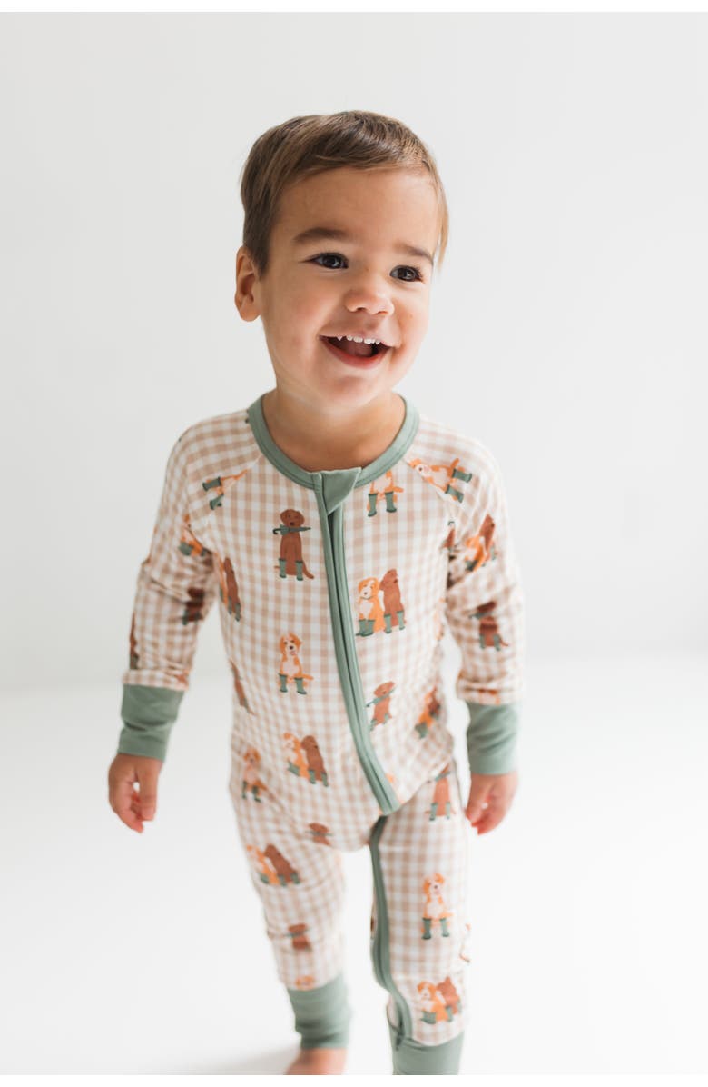 In My Jammers Pup Friends Zipper Romper, Alternate, color, Green Pup Friends