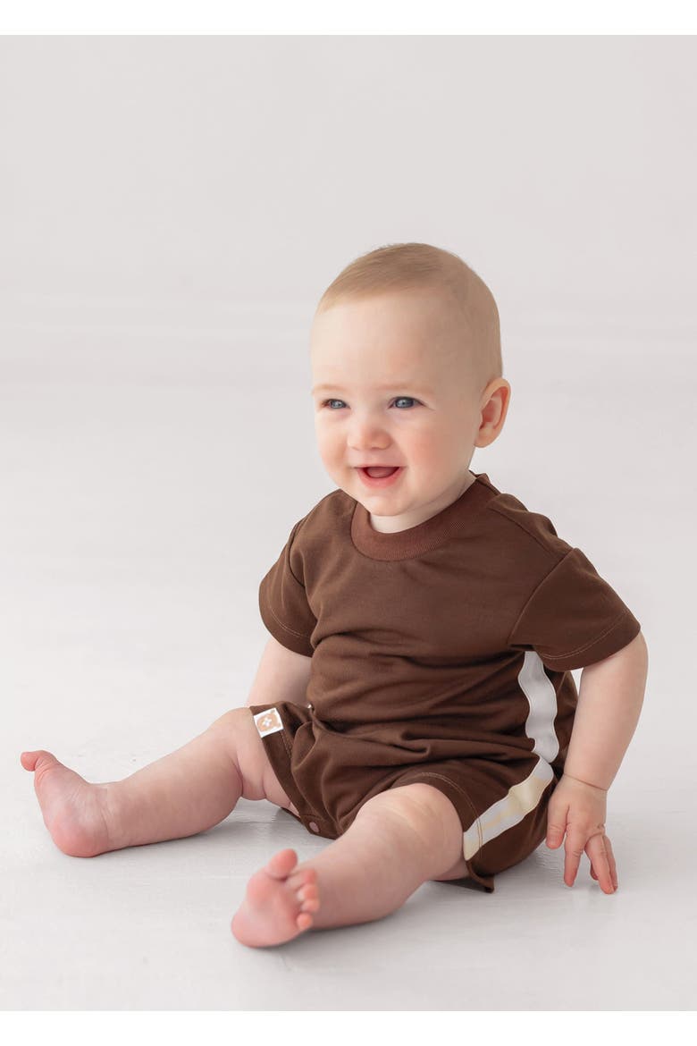 Nash Short Sleeve Romper, Alternate, color, Brown
