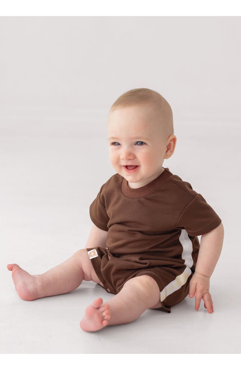 Beckett and Bear Nash Short Sleeve Romper, Alternate, color, Brown