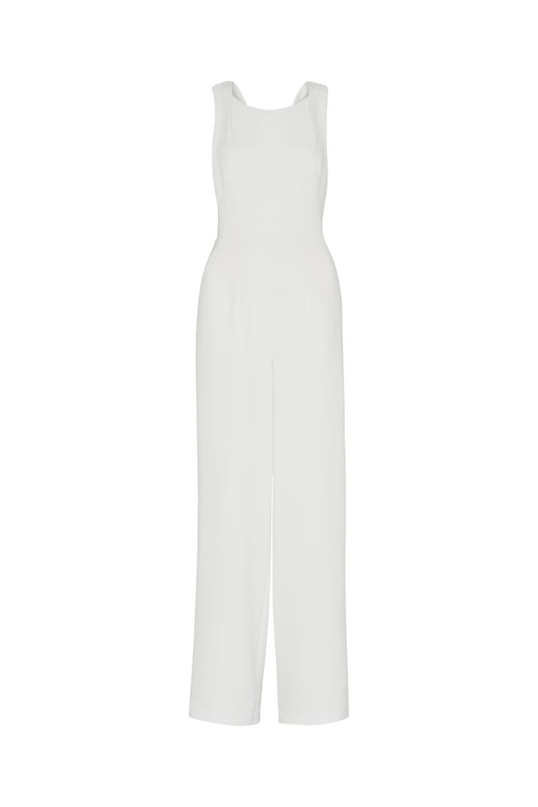 Tie Back Wide Leg Bridal Jumpsuit, Alternate, color, Ivory