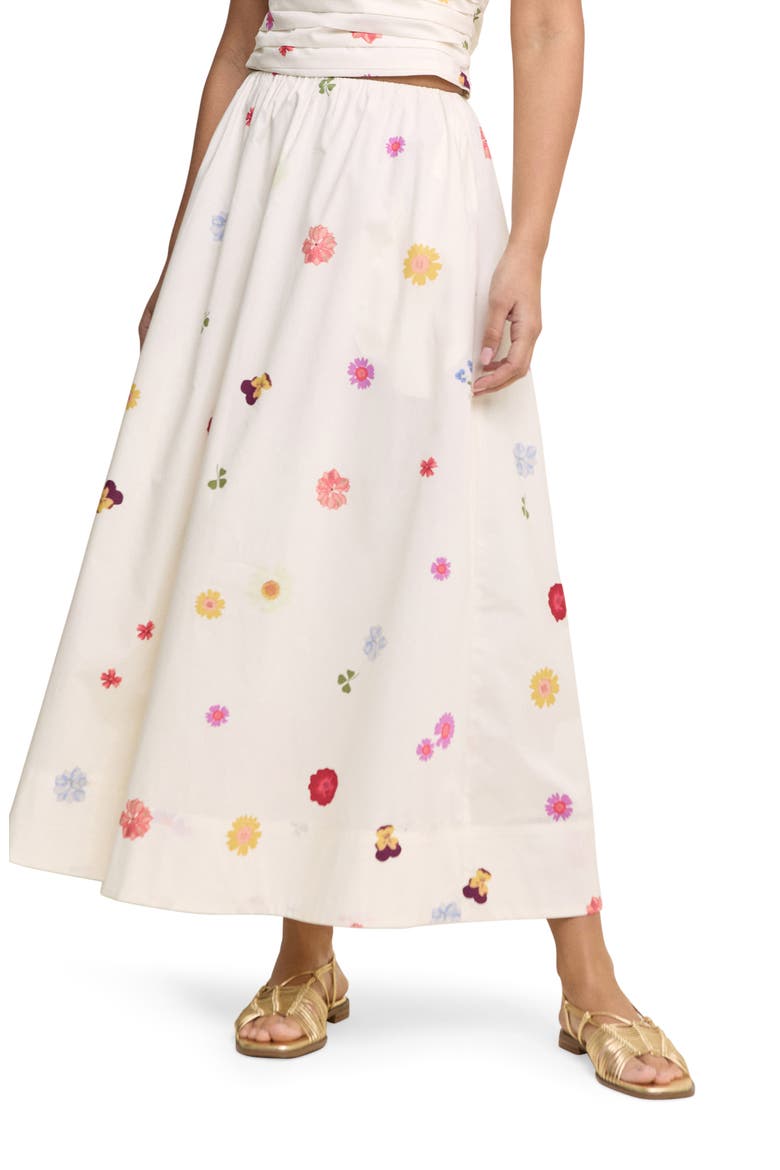 Kitty Floral Maxi Skirt, Main, color, WHITE