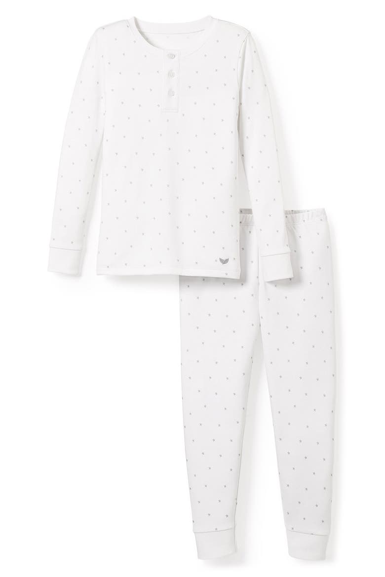 Fitted Two-Piece Cotton Blend Pajamas, Main, color, WHITE