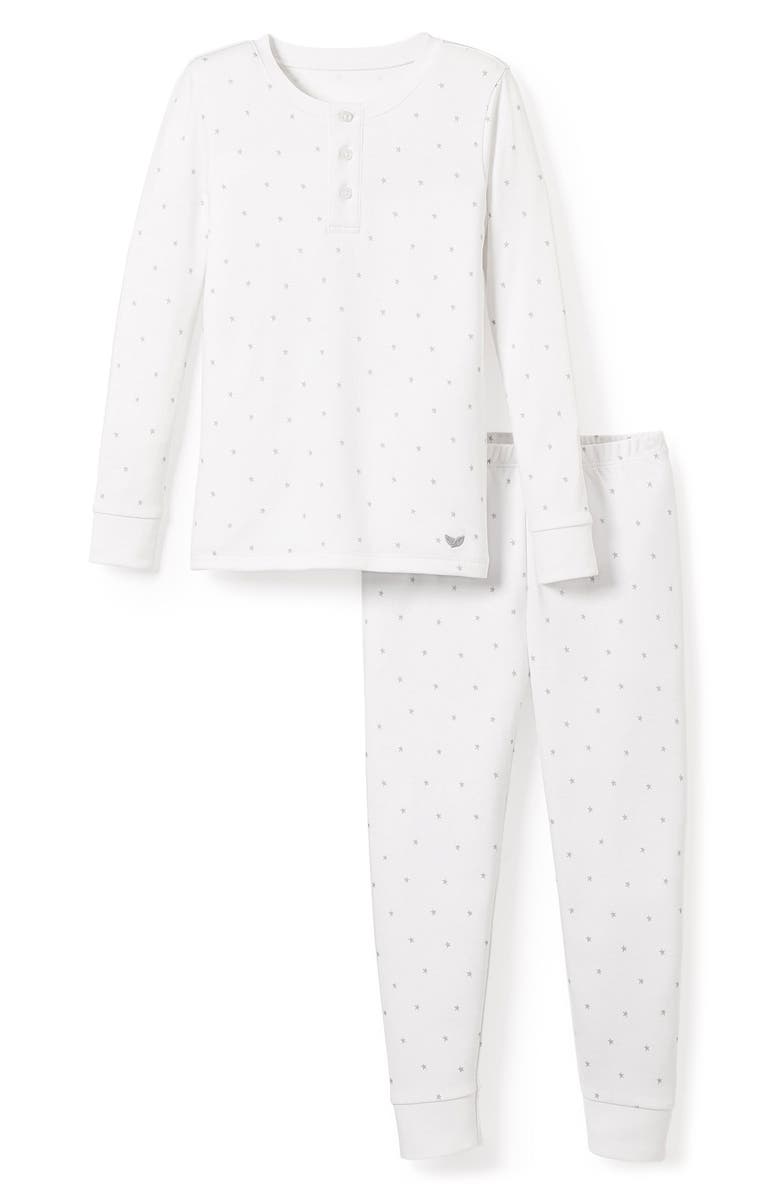 Petite Plume Kids' Grey Stars Fitted Two-Piece Pajamas, Main, color, White