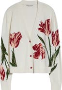 Alice + Olivia Bradley Intarsia Floral Cotton Blend Cardigan