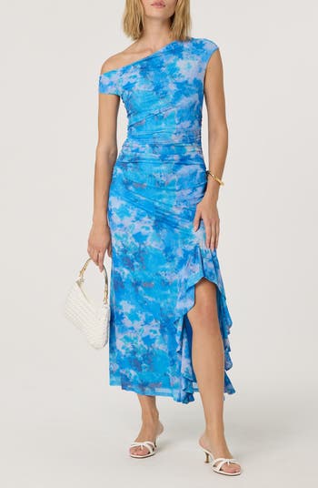 Ruched One-Shoulder Maxi Dress