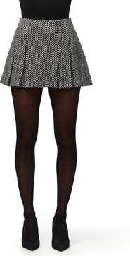 Naked Wardrobe Herringbone Pleated Miniskirt