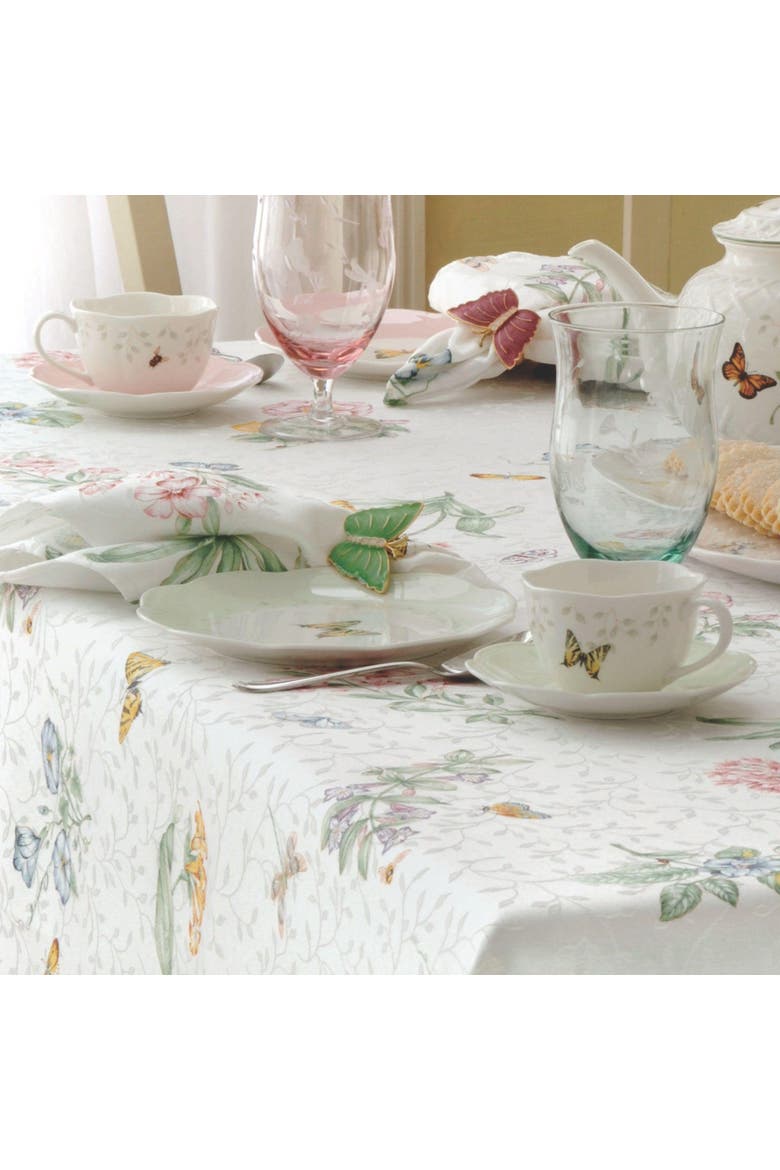 Butterfly Meadow Damask Tablecloth, Alternate, color, Multicolor