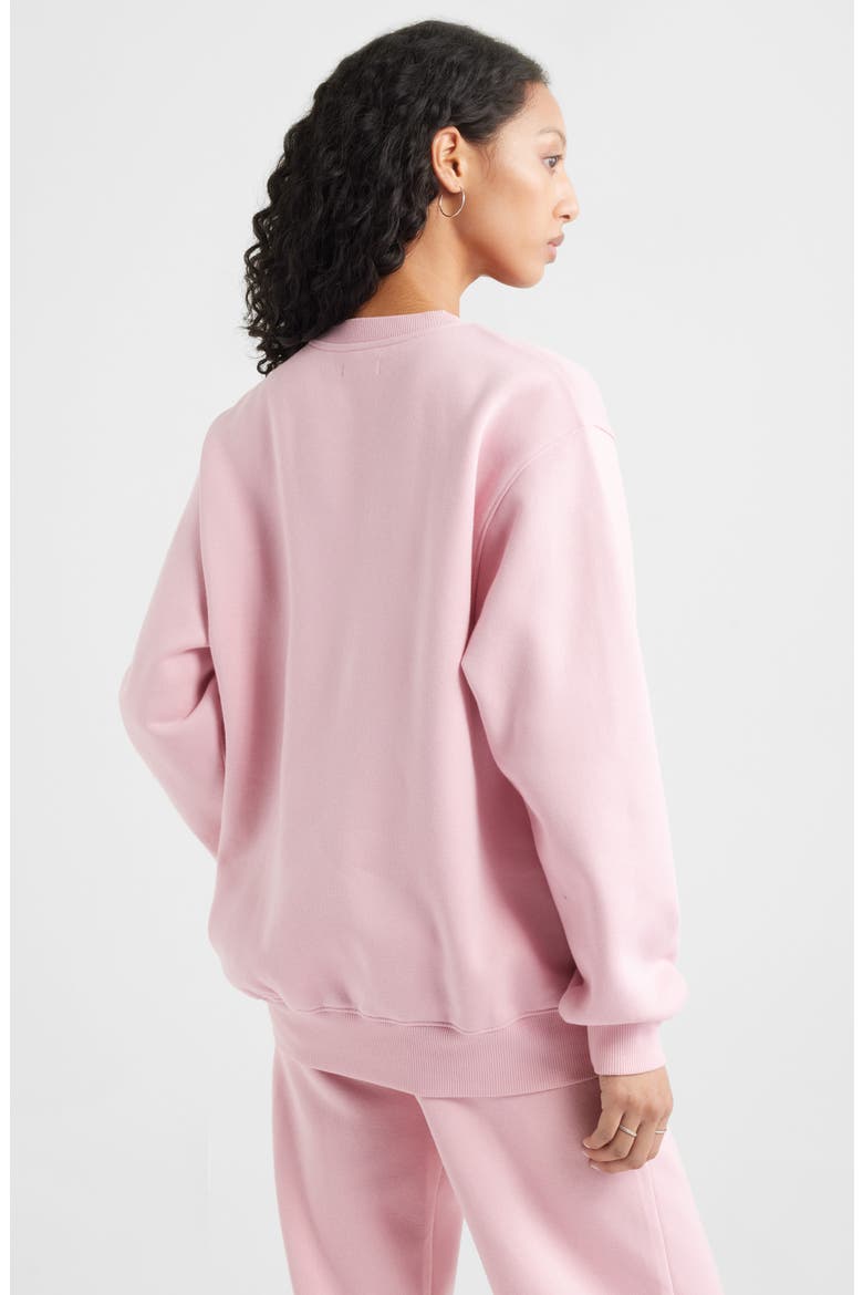 Fleece Detail Oversize Crewneck Sweatshirt, Alternate, color, PINK CAMEO