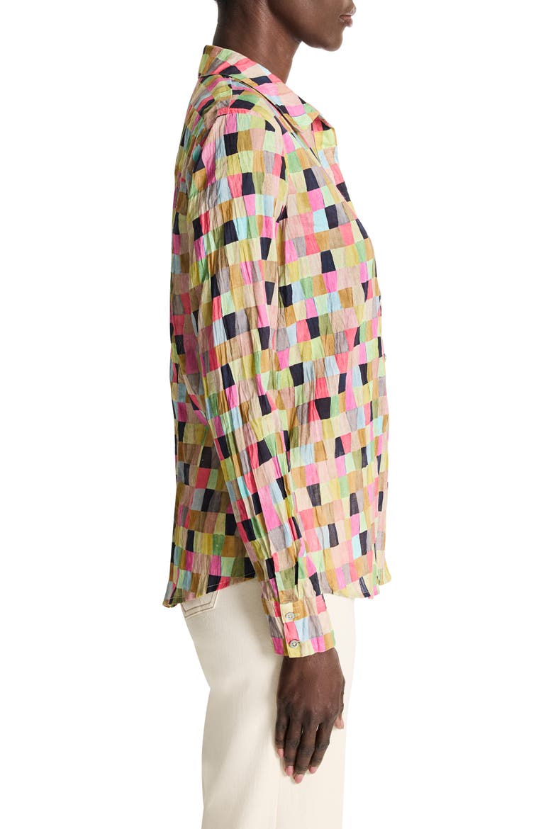 Colorfield Crinkle Button-Up Shirt, Alternate, color, GREEN MULTI
