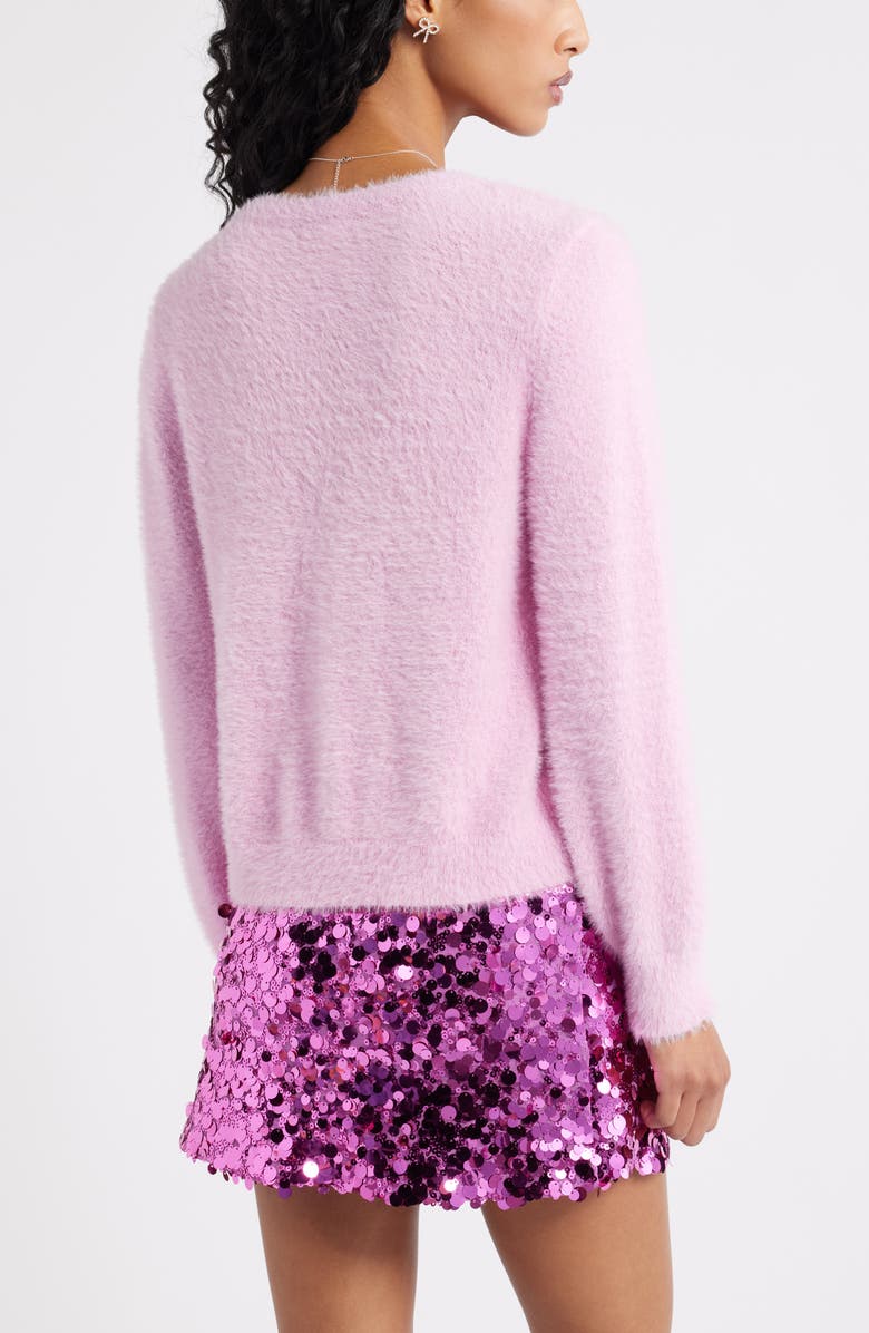 BP. Fuzzy Scoop Neck Cardigan, Alternate, color, Pink Flower