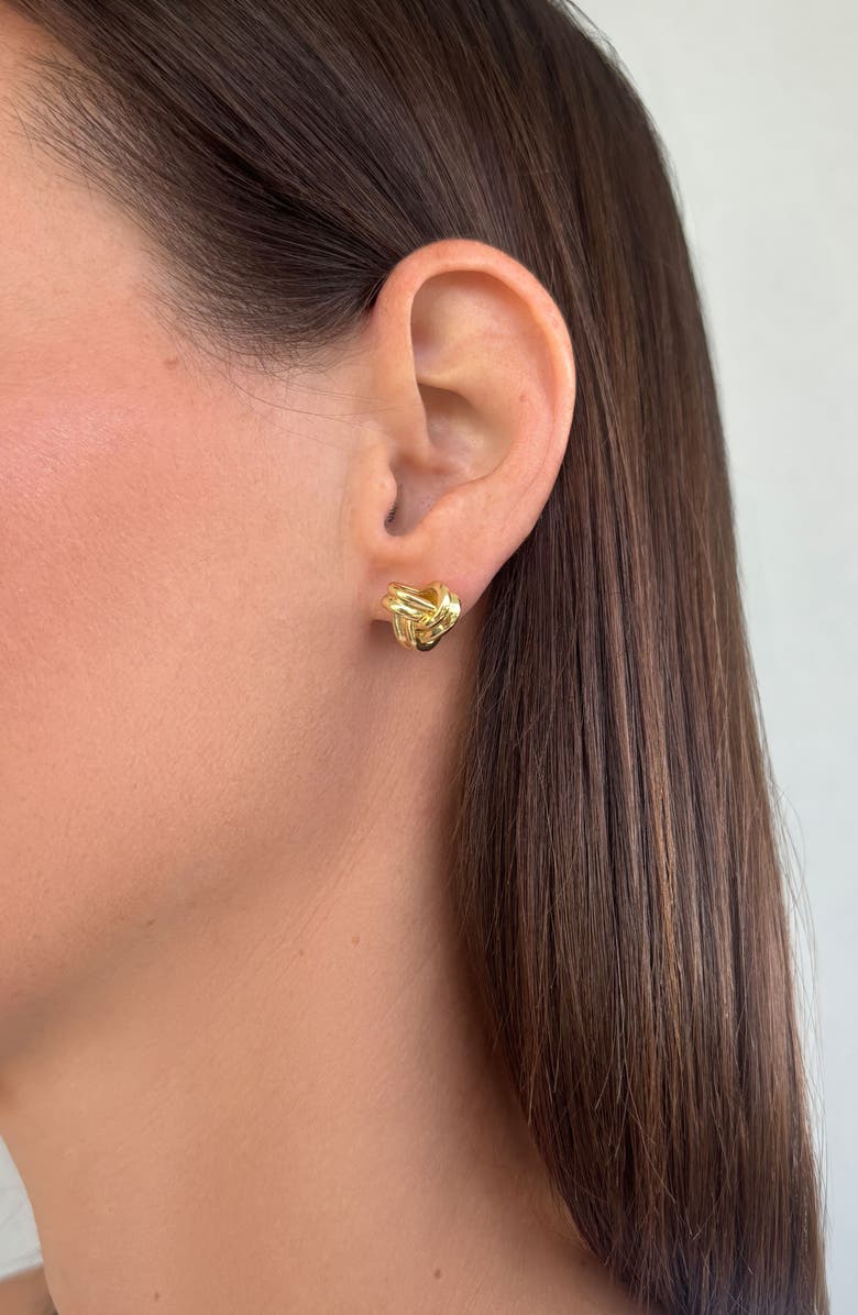 Adornia 14K Gold Plated Knot Stud Earrings, Alternate, color, Gold