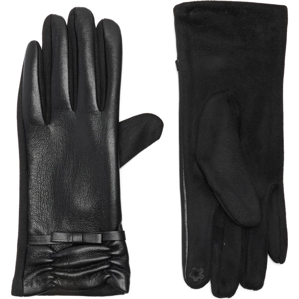 Ted Baker London Bow Faux Leather Gloves In Black