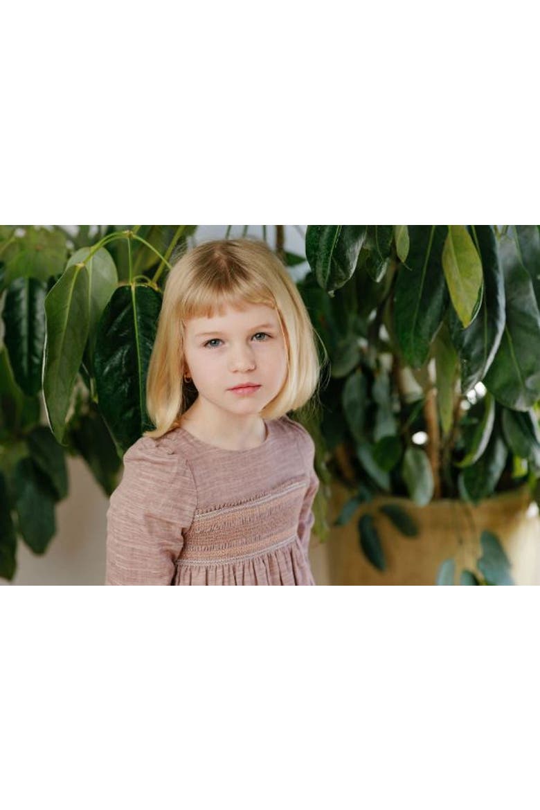 Looms Stitch Collection - 3/4 Smocked Linen Dress, Alternate, color, Mauve