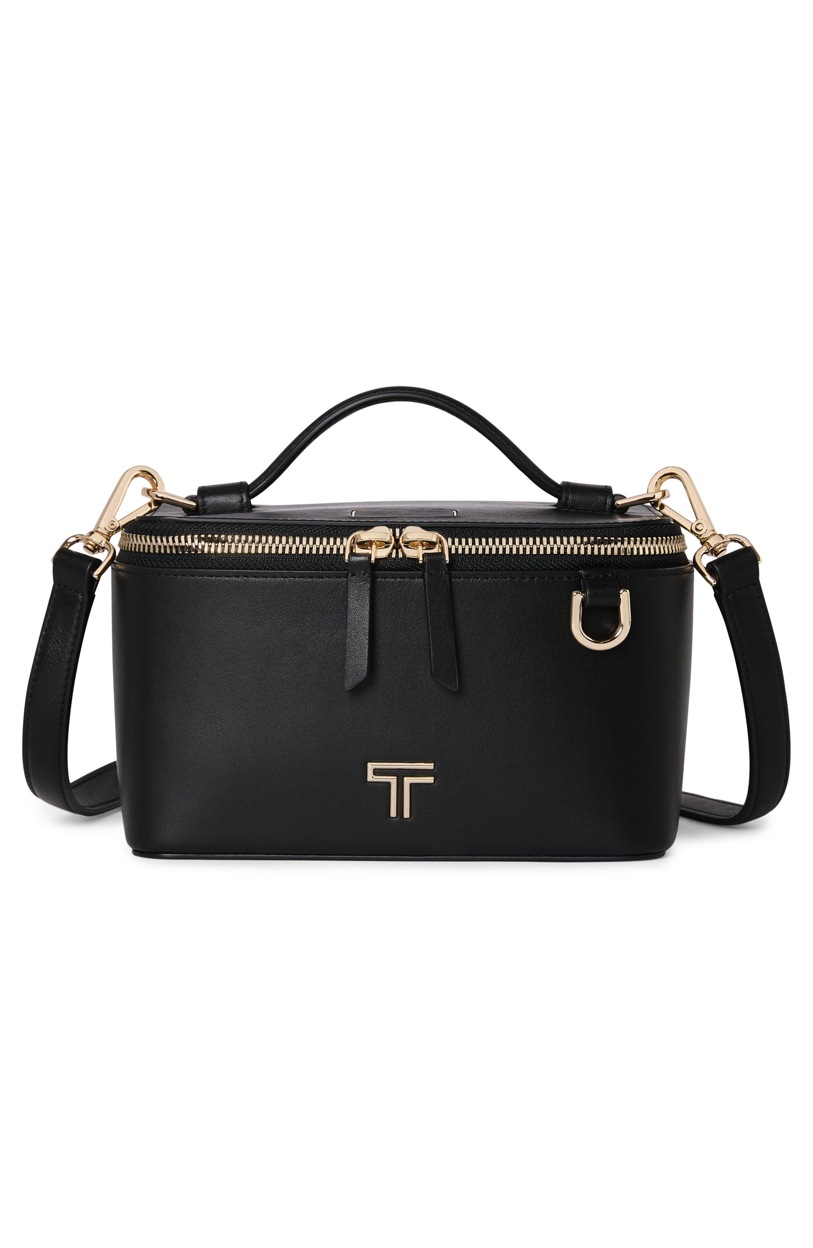 TUMI Voyageur Lex Small Train Case Crossbody Bag, Alternate, color, Black/ Light Gold