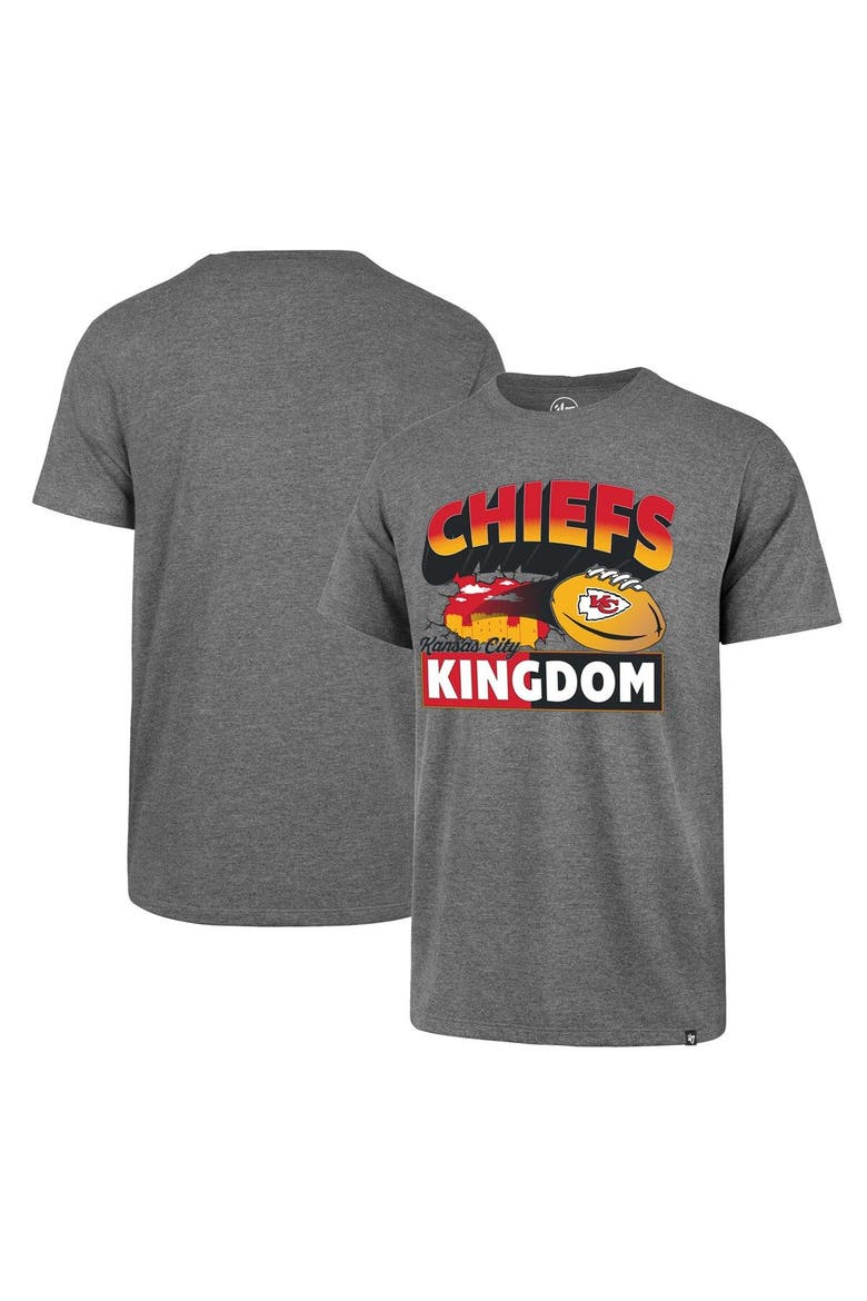 Men's '47 Heather Gray Kansas City Chiefs Chiefs Kingdom Super Rival T-Shirt, Main, color, Heather Gray