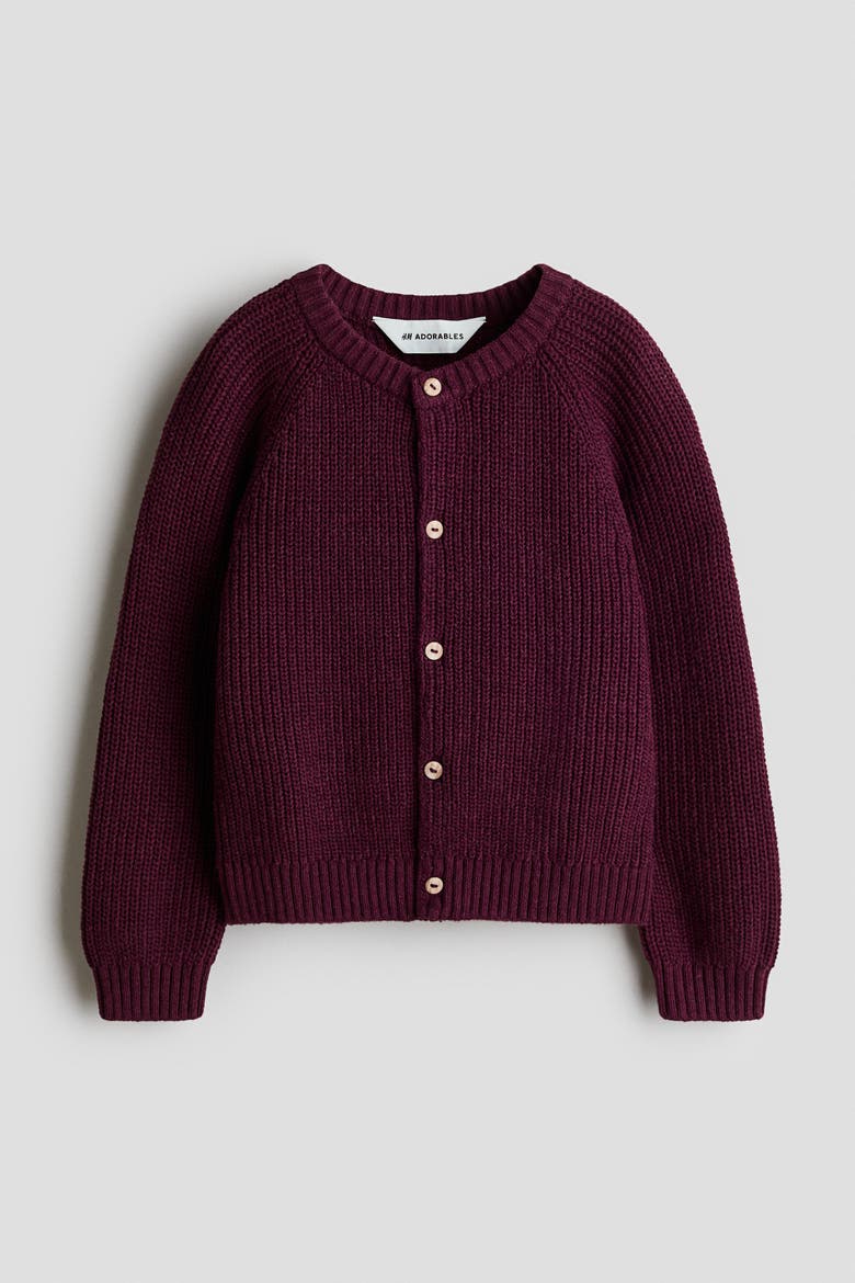 Cotton Knit Cardigan, Main, color, Dark red