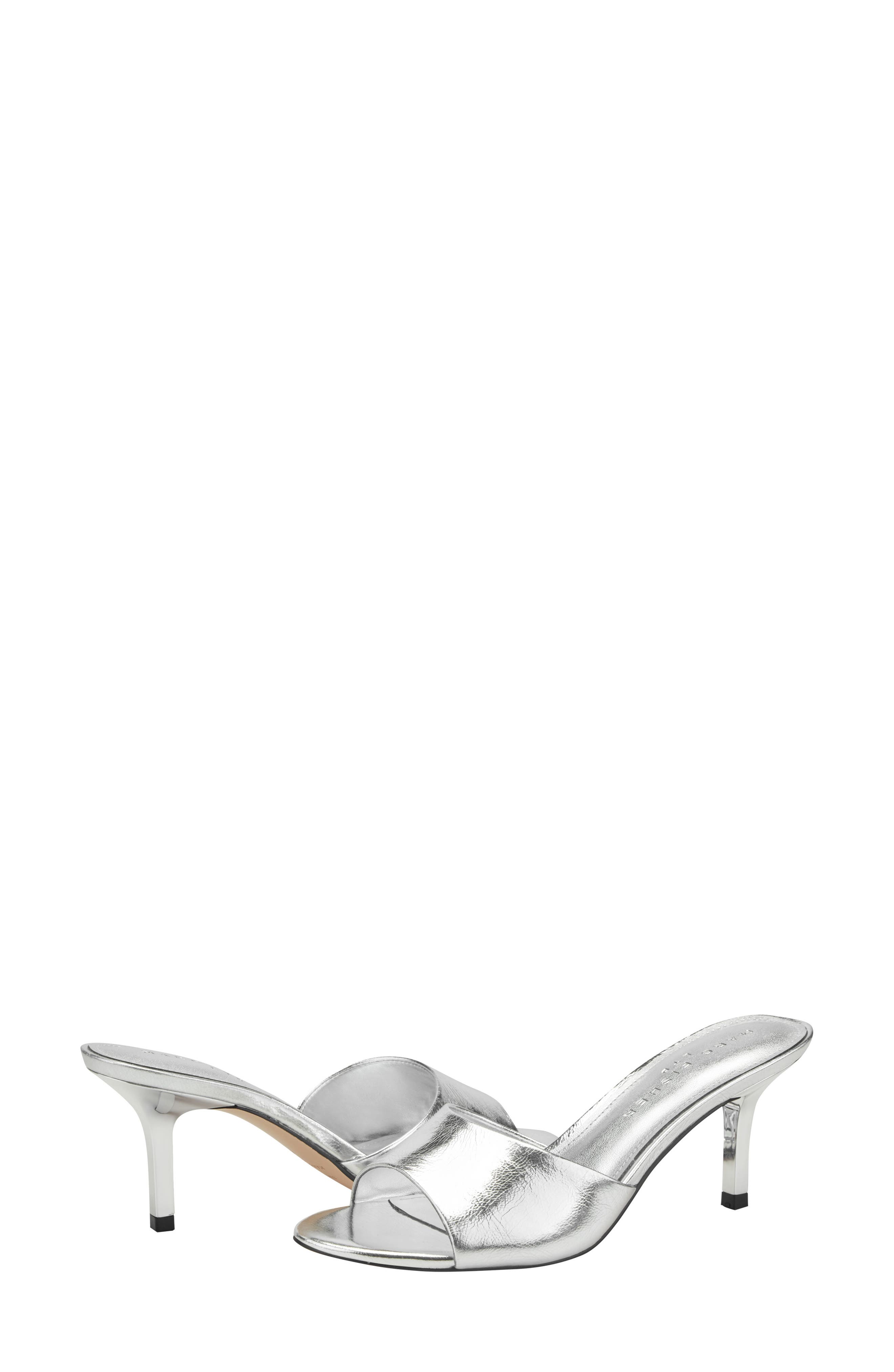 Marc Fisher LTD Finny Slide Sandal, Alternate, color, Metallic Silver