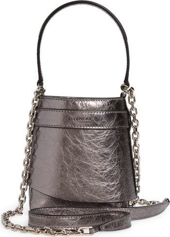 【GIVENCHY】SHARK LOCK MICRO BUCKET BAG Givenchy Micro Shark Lock Lambskin Leather Bucket Bag