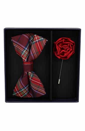 Tartan Plaid Bow Tie & Lapel Pin Set