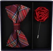 Ben Sherman Tartan Plaid Bow Tie & Lapel Pin Set