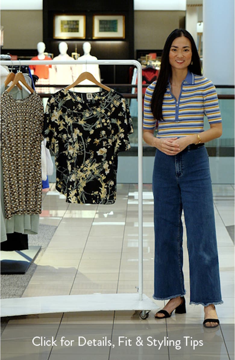 Floral Print Bateau Neck Top, sales video thumbnail