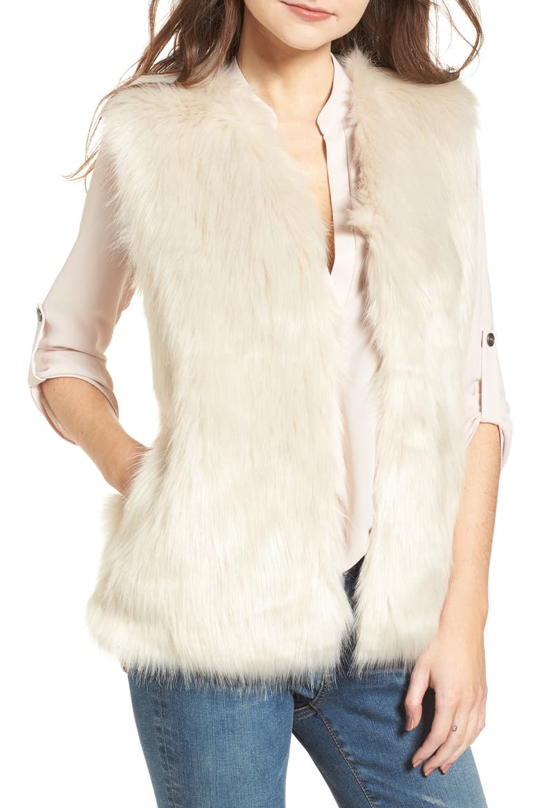 Faux Fur Vest, Main, color, CREAM