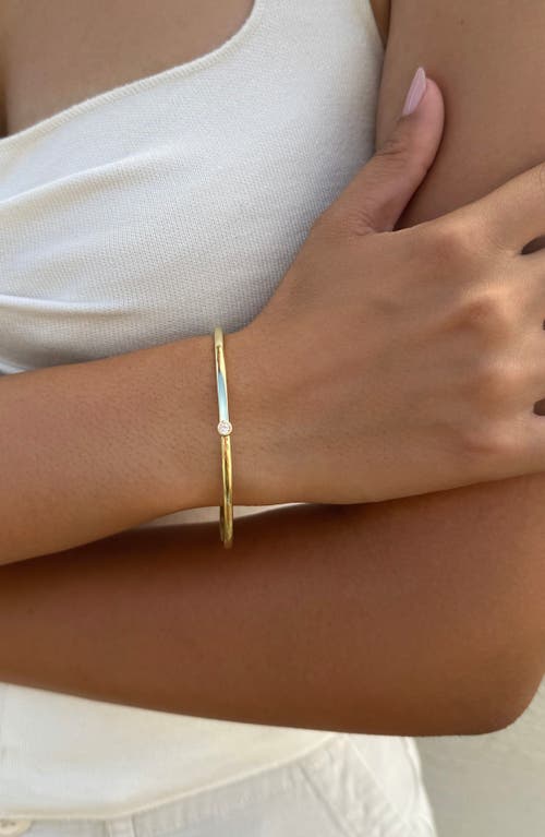 Adornia 14k Gold Plated Skinny Cuff With Cz Stone In Gold