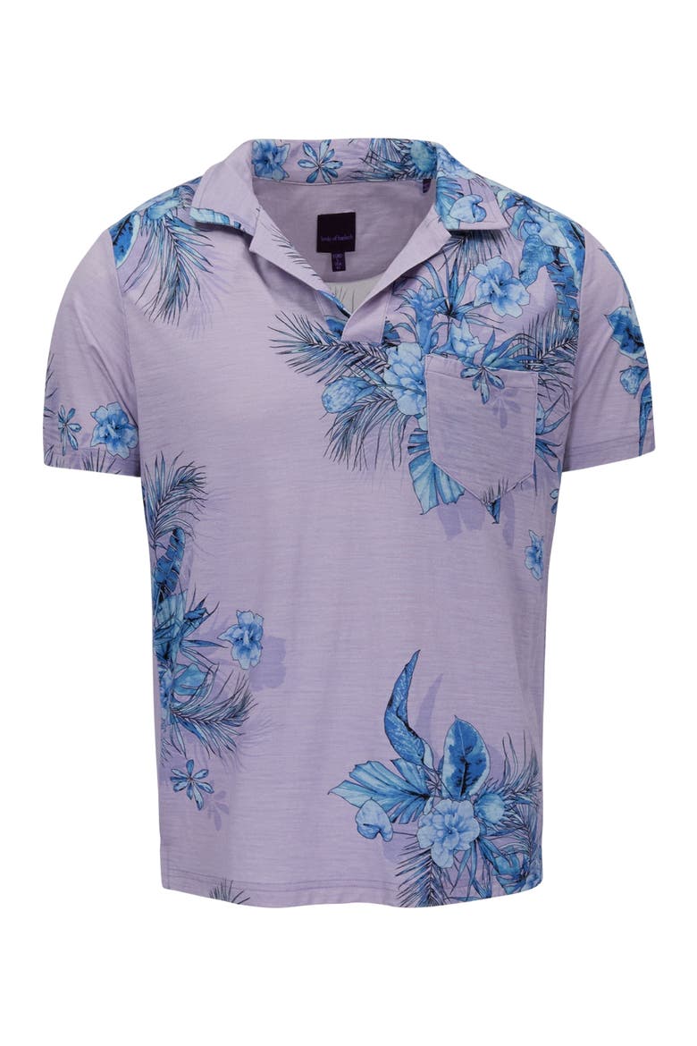Mali Floral Lavender Mens Wool Johnny Collar Polo, Alternate, color, MALI FLORAL LAVENDER