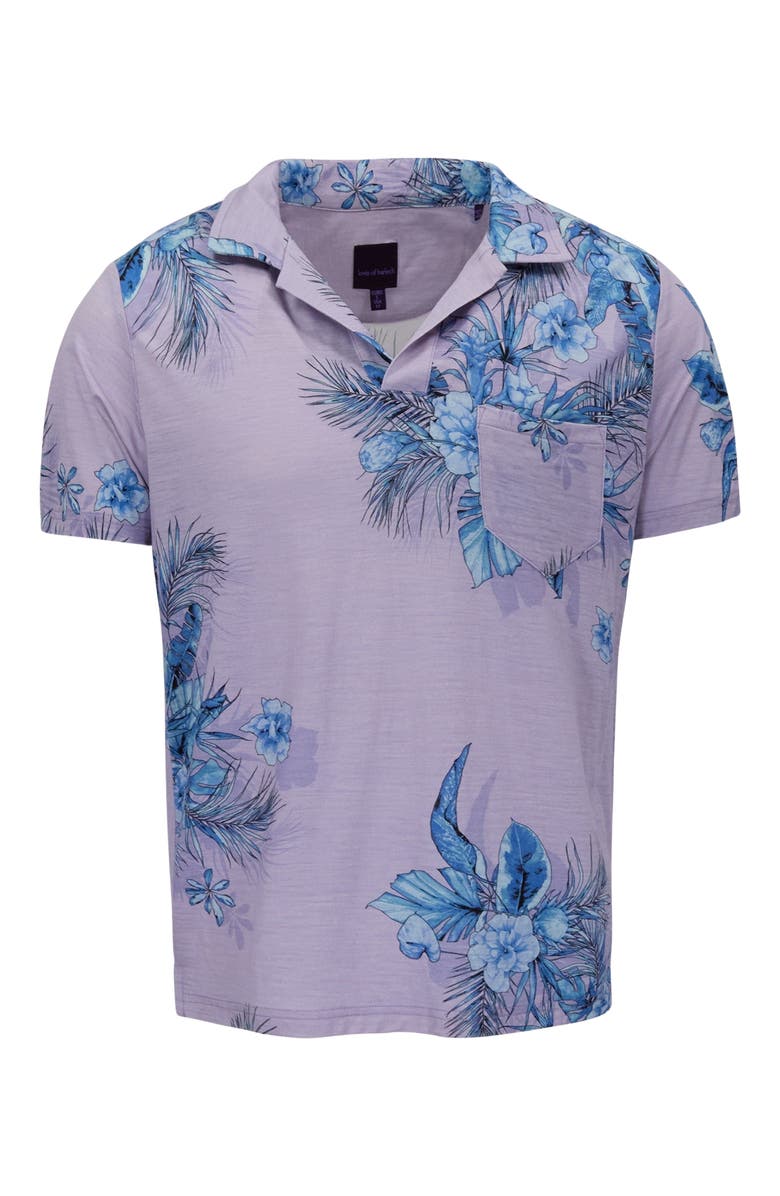 Lords of Harlech Mali Floral Lavender Mens Wool Johnny Collar Polo, Alternate, color, Mali Floral Lavender