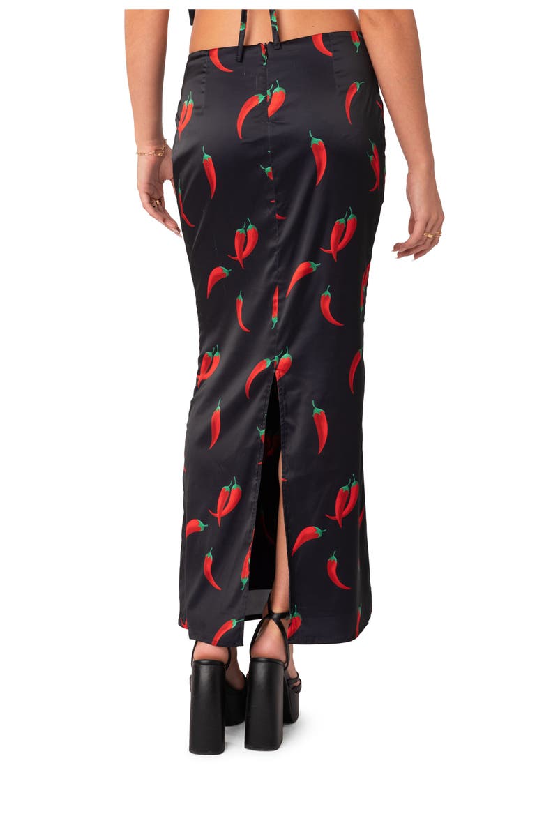 Chili Satin Maxi Skirt, Alternate, color, BLACK