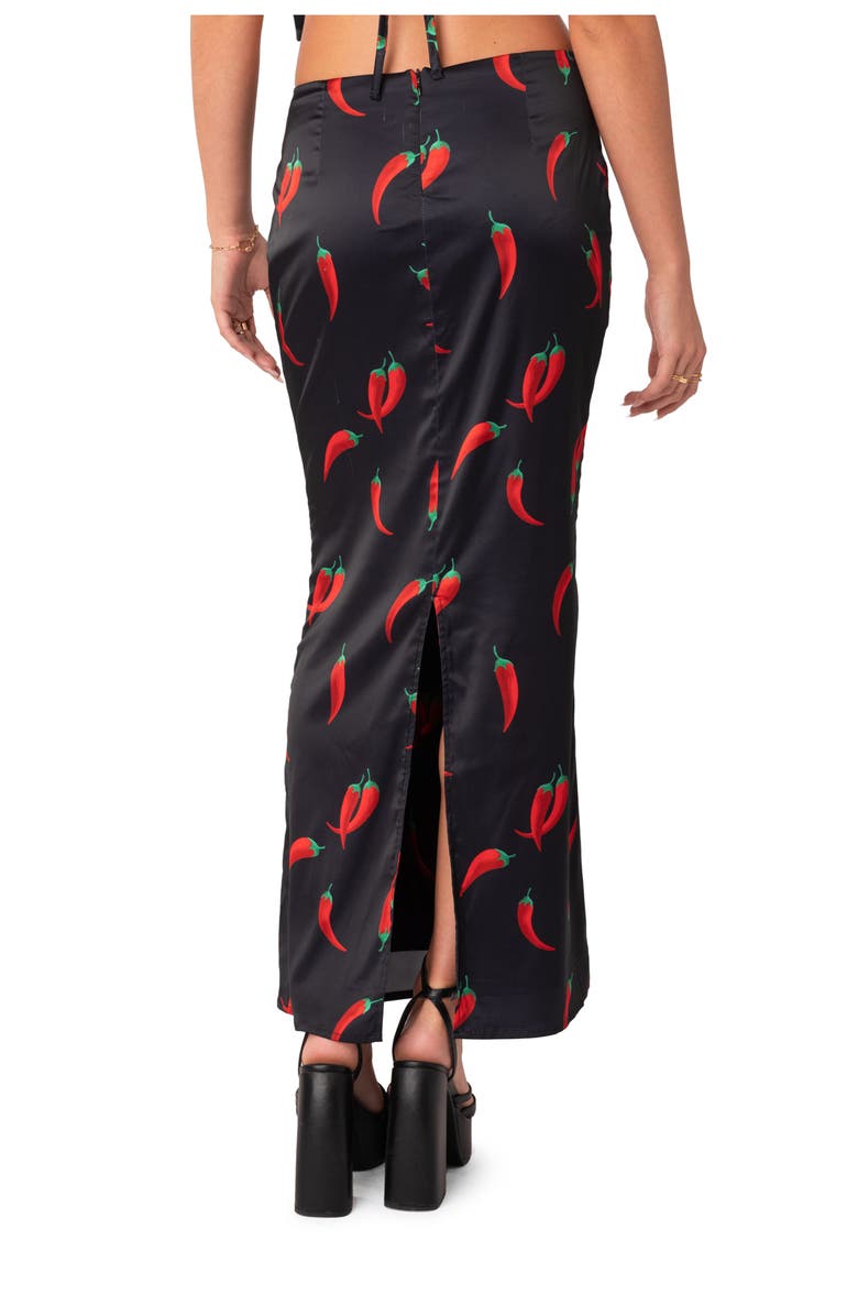EDIKTED Chili Satin Maxi Skirt, Alternate, color, 