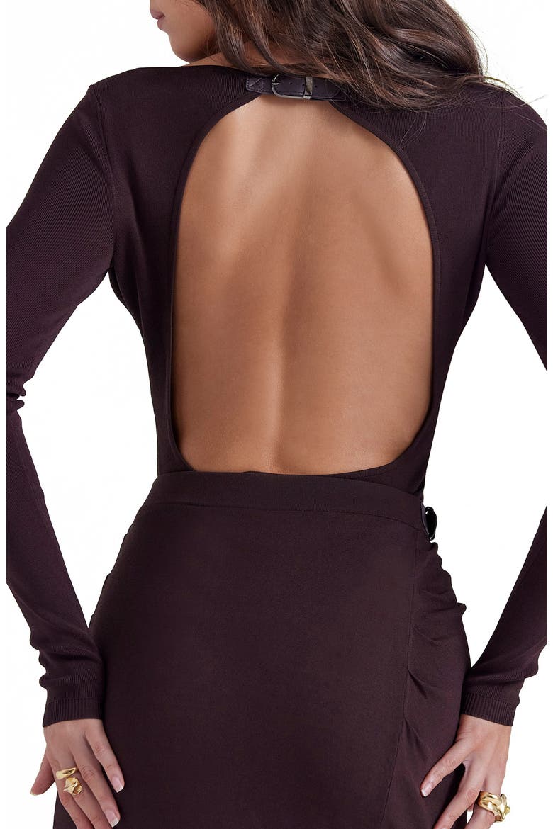 Inoe Long Sleeve Rib Bodysuit, Alternate, color, BROWN